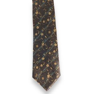 Gray Floral Tie Necktie 100% Silk KIMIJIMA Japan